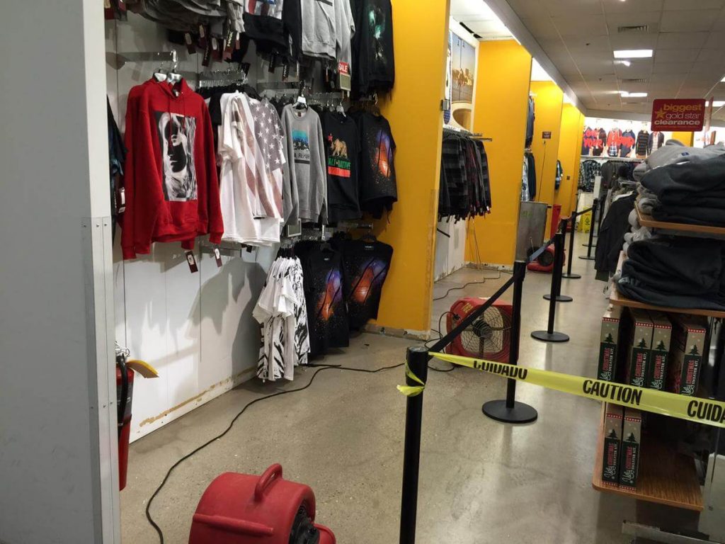 Department store water removal & drying