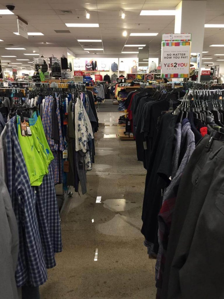 Clothing store filled with water
